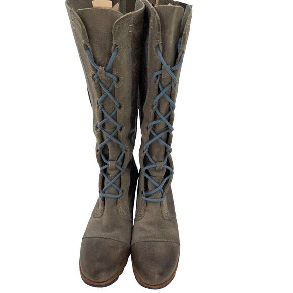 Sorel Cate the Great Size 8.5 Tall High Wedge Boots Brown Gray Waterproof - Picture 4 of 16